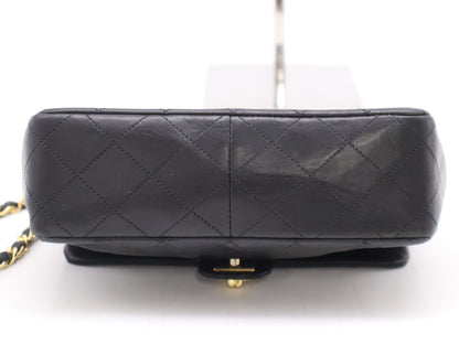 CHANEL Lambskin Matelasse 19 S Flap S Chain Turn Lock Gold Hardware Black Shoulder Bag