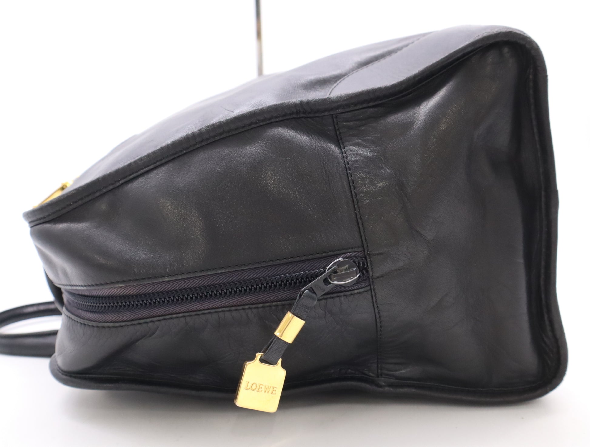 LOEWE Leather Anagram Handbag Boston Bag Black Boston Bag