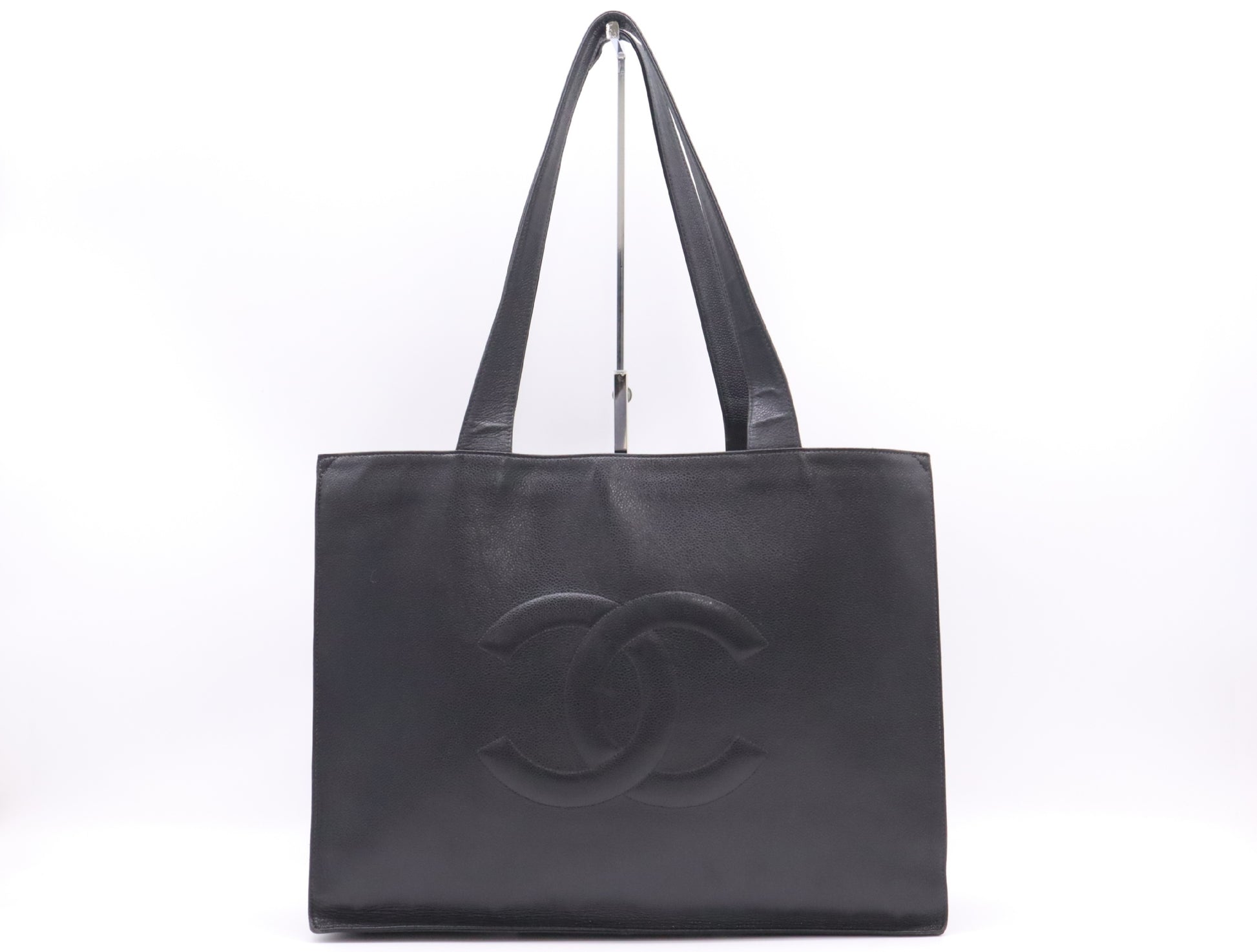 CHANEL Caviar Skin Coco Mark Tote Bag Black Seal 5385633 Tote Bag
