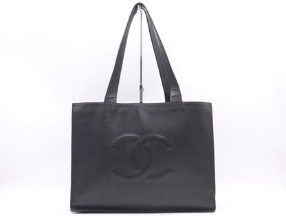 CHANEL Caviar Skin Coco Mark Tote Bag Black Seal 5385633 Tote Bag