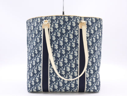 Dior Trotter Canvas x Enamel Trotter Pattern Tote Bag Blue White Tote Bag