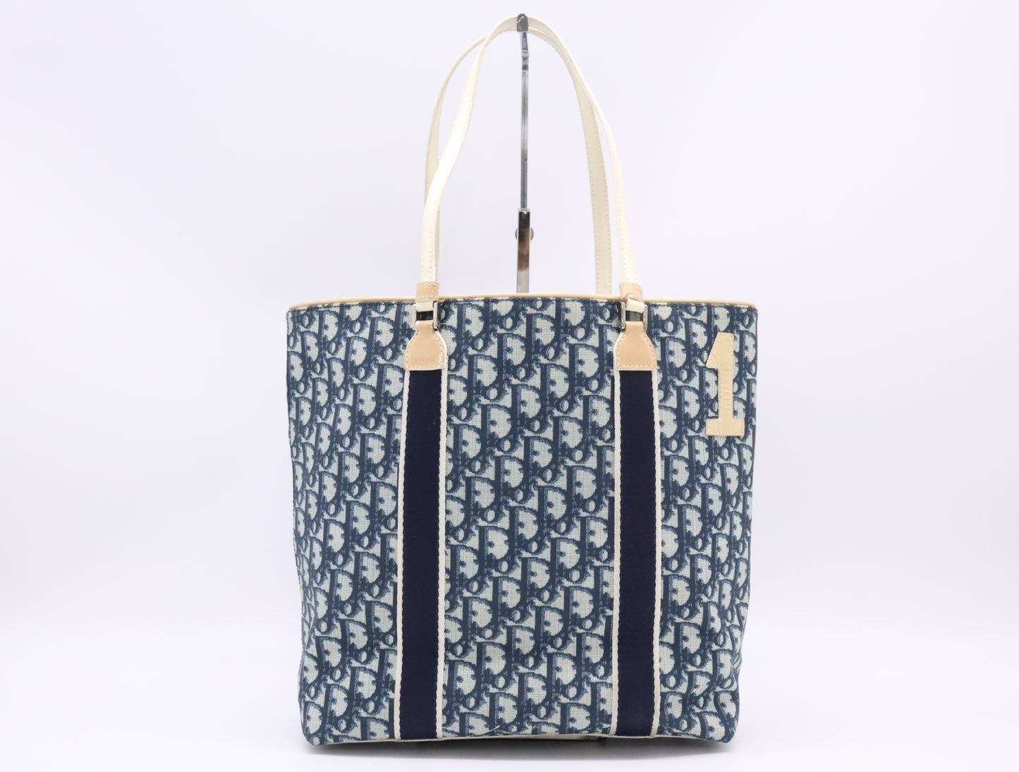 Dior Trotter Canvas x Enamel Trotter Pattern Tote Bag Blue White Tote Bag