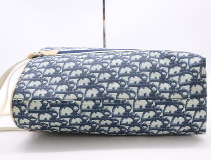 Dior Trotter Canvas x Enamel Trotter Pattern Tote Bag Blue White Tote Bag