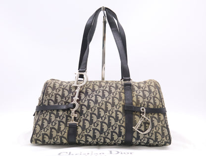 Dior Trotter Canvas and Leather Trotter Pattern Handbag, Black, with Dust Bag