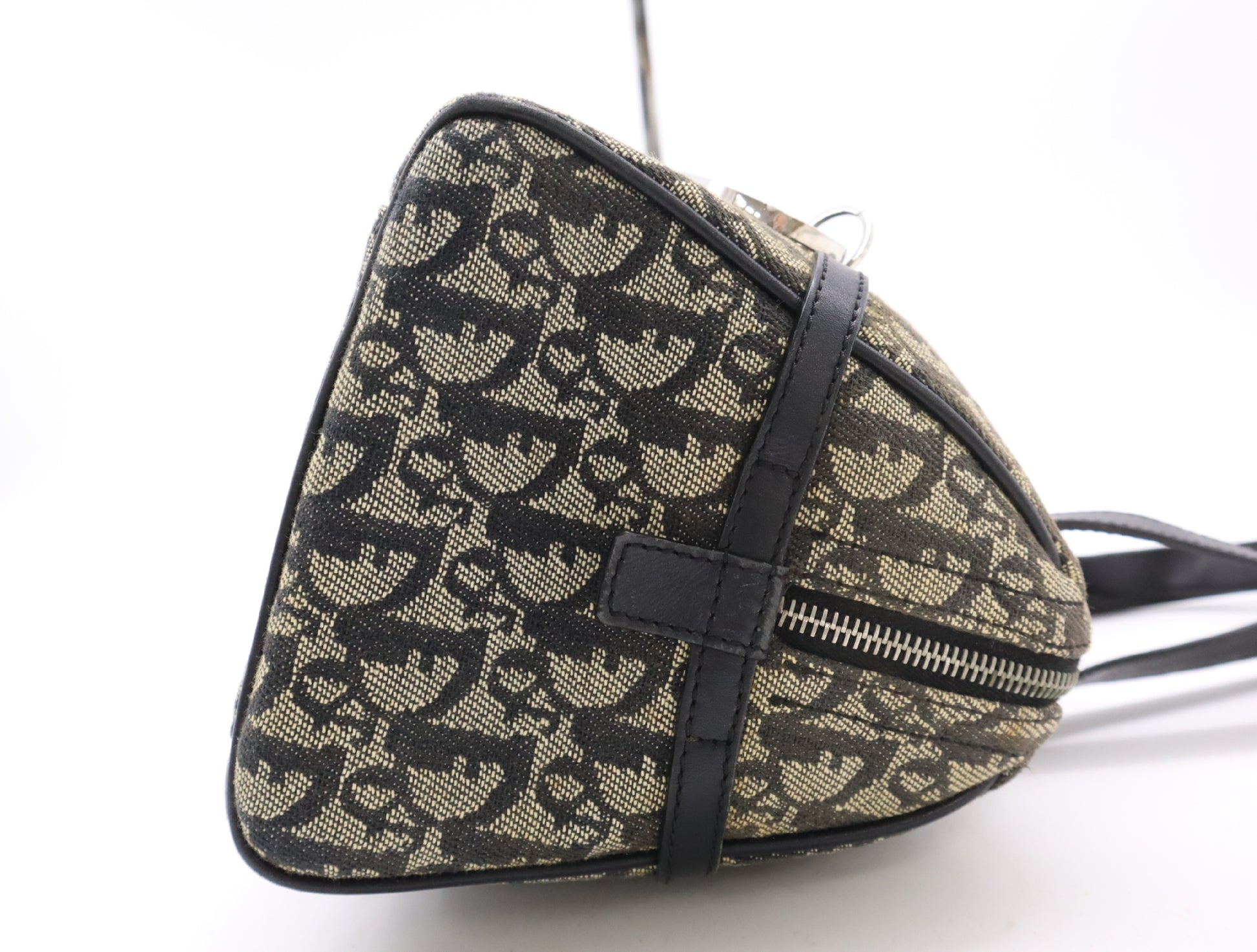 Dior Trotter Canvas and Leather Trotter Pattern Handbag, Black, with Dust Bag