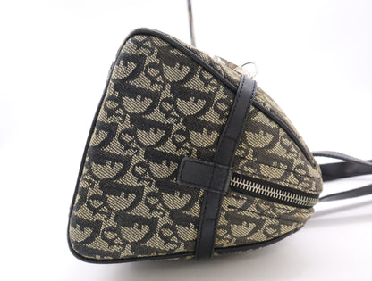 Dior Trotter Canvas and Leather Trotter Pattern Handbag, Black, with Dust Bag