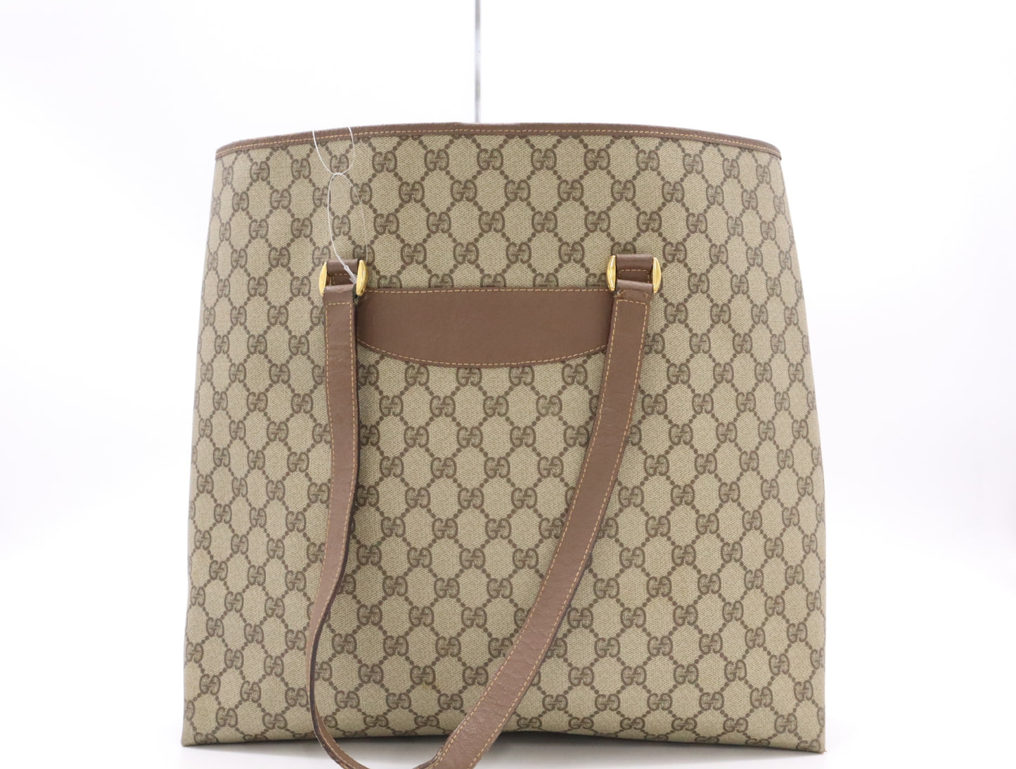 GUCCI GG Supreme 002, 615, 6660 GG Supreme x Leather Tote Bag Khaki Brown Tote Bag