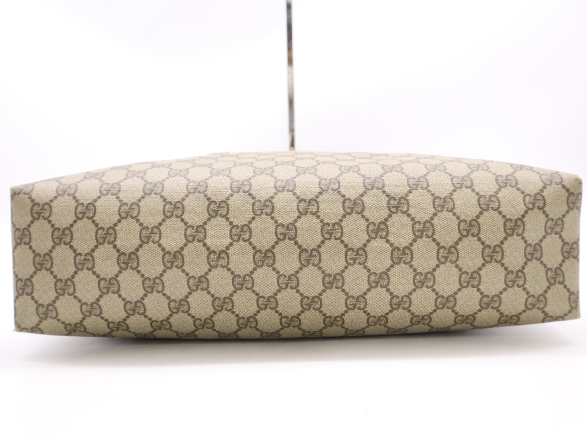 GUCCI GG Supreme 002, 615, 6660 GG Supreme x Leather Tote Bag Khaki Brown Tote Bag