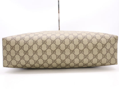 GUCCI GG Supreme 002, 615, 6660 GG Supreme x Leather Tote Bag Khaki Brown Tote Bag