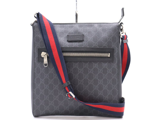 GUCCI GG Supreme 474137 GG Supreme Messenger Bag Black/Gray Shoulder Bag
