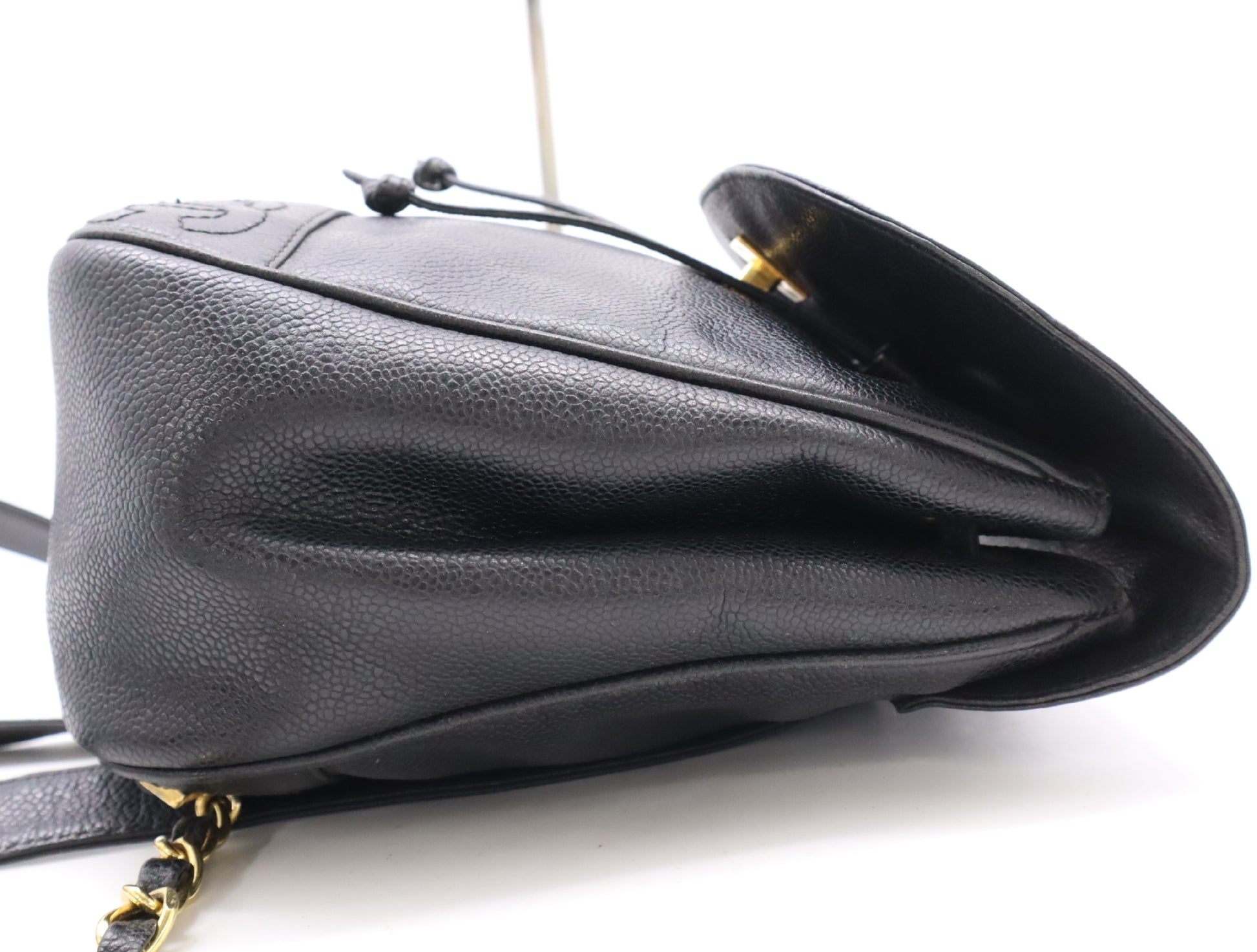 CHANEL Caviar Skin Triple Coco Mark Backpack in Black with Guarantee Card, 3889109