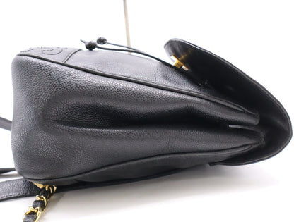 CHANEL Caviar Skin Triple Coco Mark Backpack in Black with Guarantee Card, 3889109
