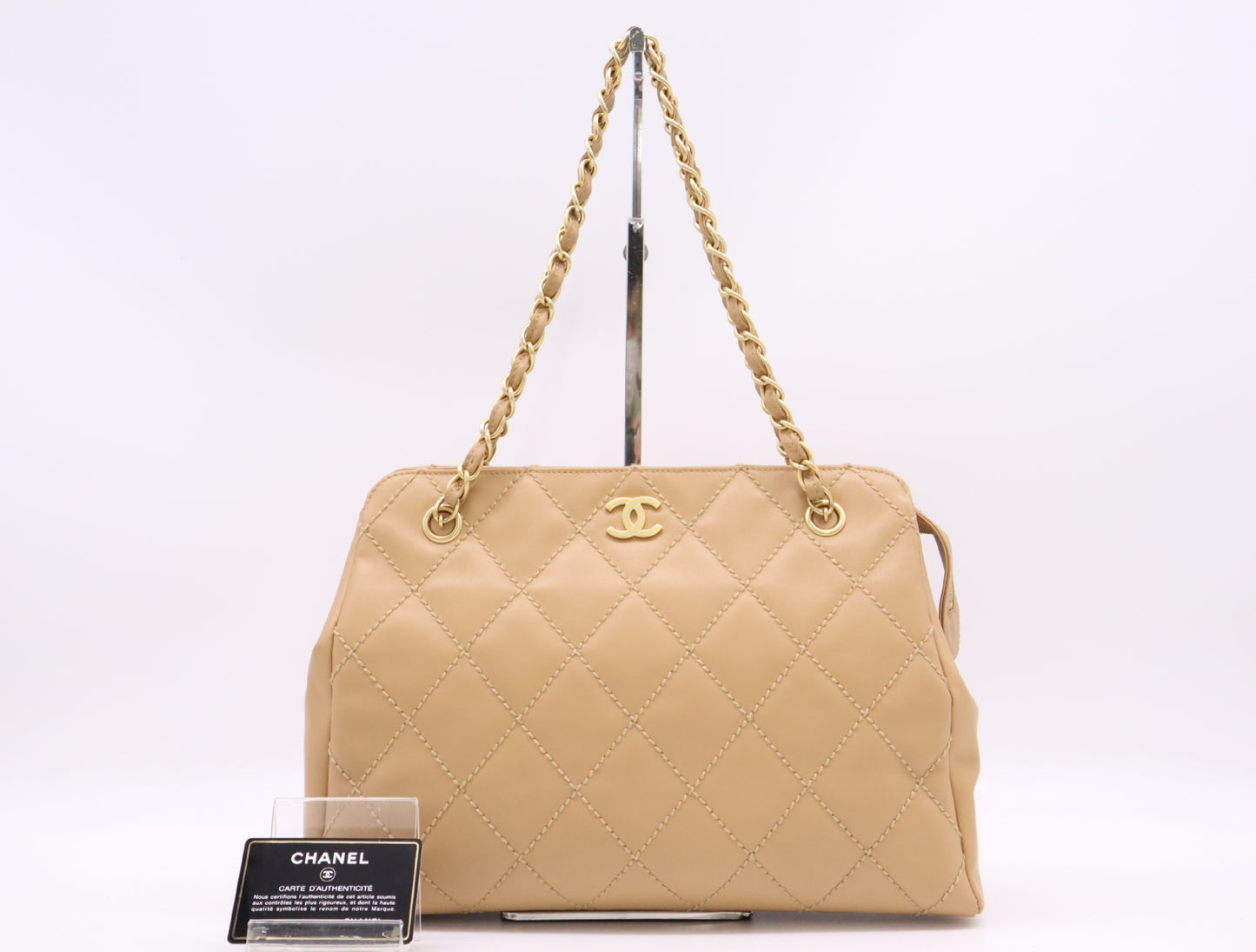 CHANEL Matelasse Lambskin Matelasse Wild Stitch Chain Tote Bag with Guarantee Card 8435991 Tote Bag