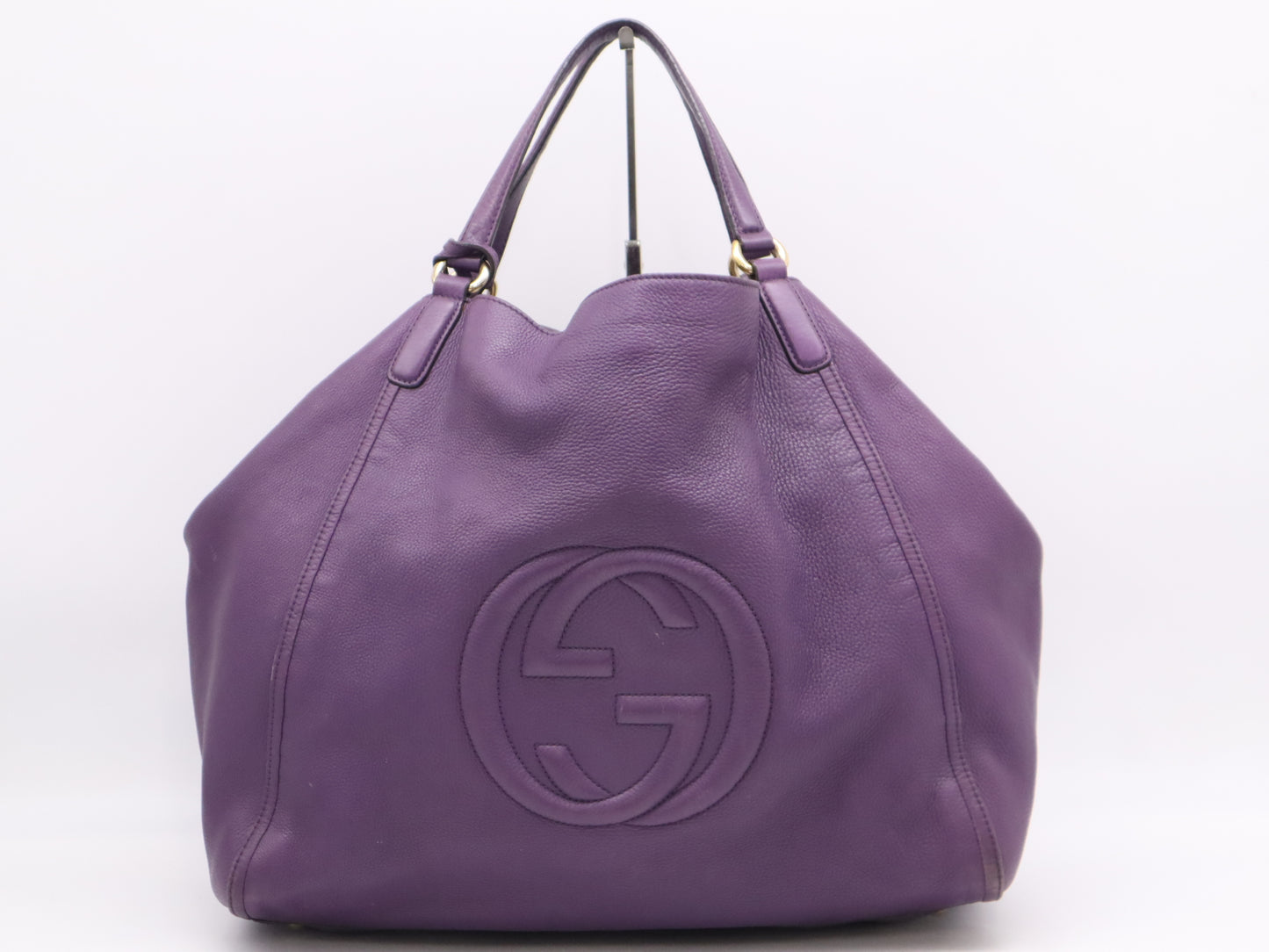 GUCCI Soho Leather Tote Bag Purple Shoulder Bag