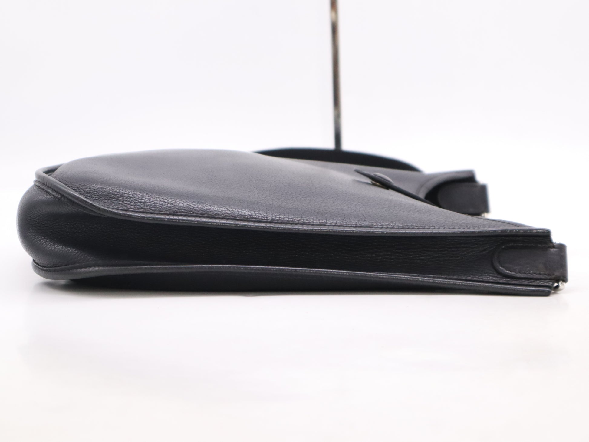 HERMES Evelyn Taurillon Clemence □J Stamp Evelyn 1PM Black Shoulder Bag with Shoulder Strap