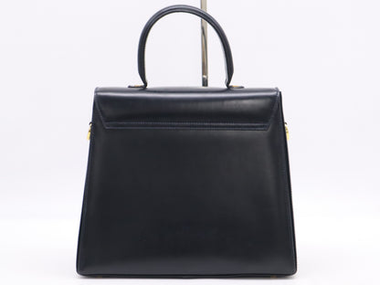 Salvatore Ferragamo Gancini Calfskin Handbag in Black with Shoulder Strap