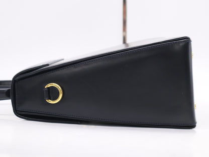 Salvatore Ferragamo Gancini Calfskin Handbag in Black with Shoulder Strap