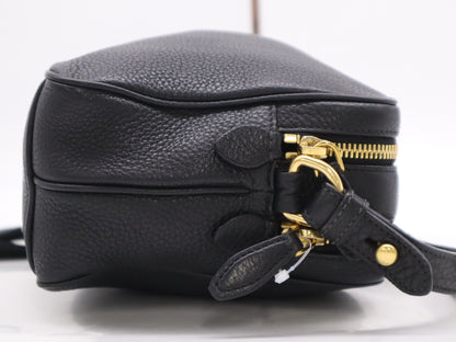 PRADA Leather Logo Shoulder Bag with GD Hardware, Black