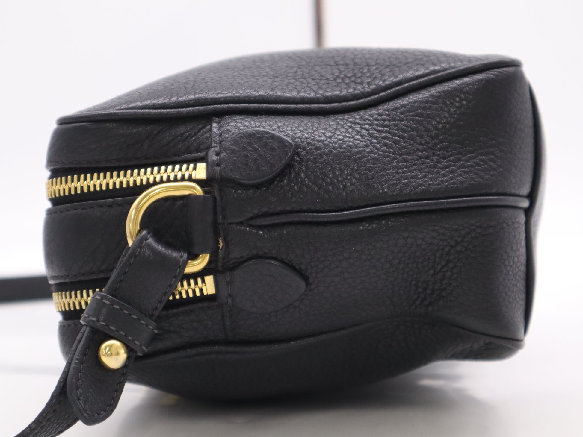 PRADA Leather Logo Shoulder Bag with GD Hardware, Black
