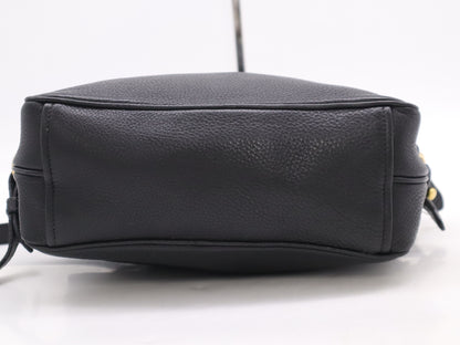 PRADA Leather Logo Shoulder Bag with GD Hardware, Black