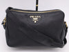 PRADA Leather Logo Shoulder Bag with GD Hardware, Black