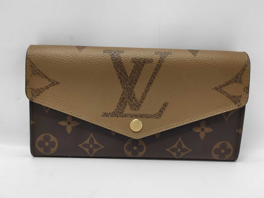 LOUIS VUITTON M80726 Monogram Giant Portefeuille Sarah RFID Verified Wallet with Box and Dust Bag