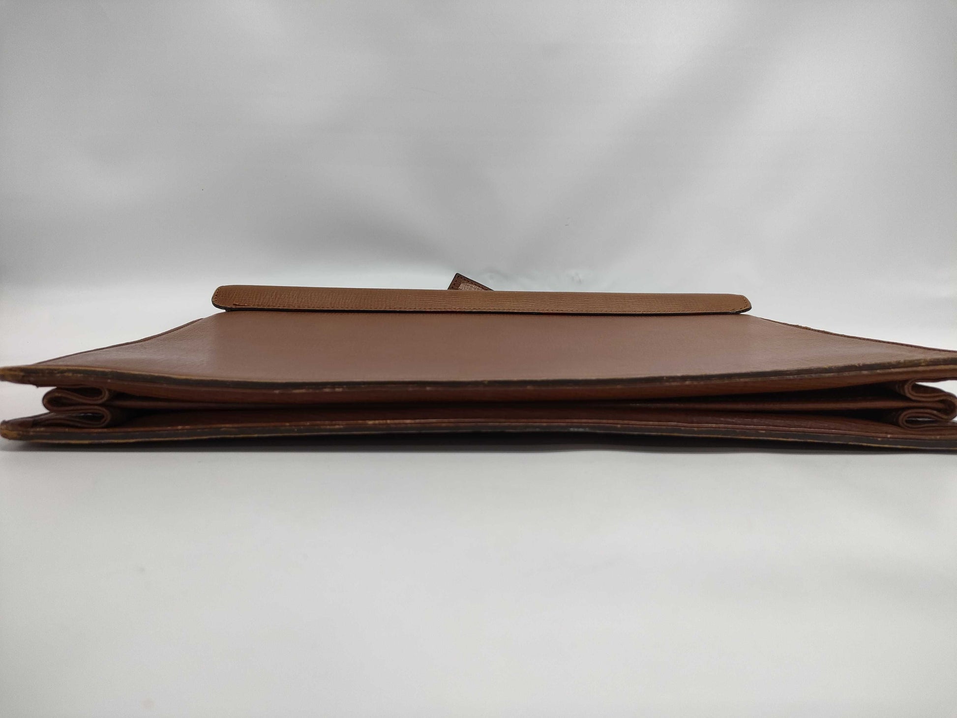 Burberry's Brown Leather Business Bag with Name Tag and Key