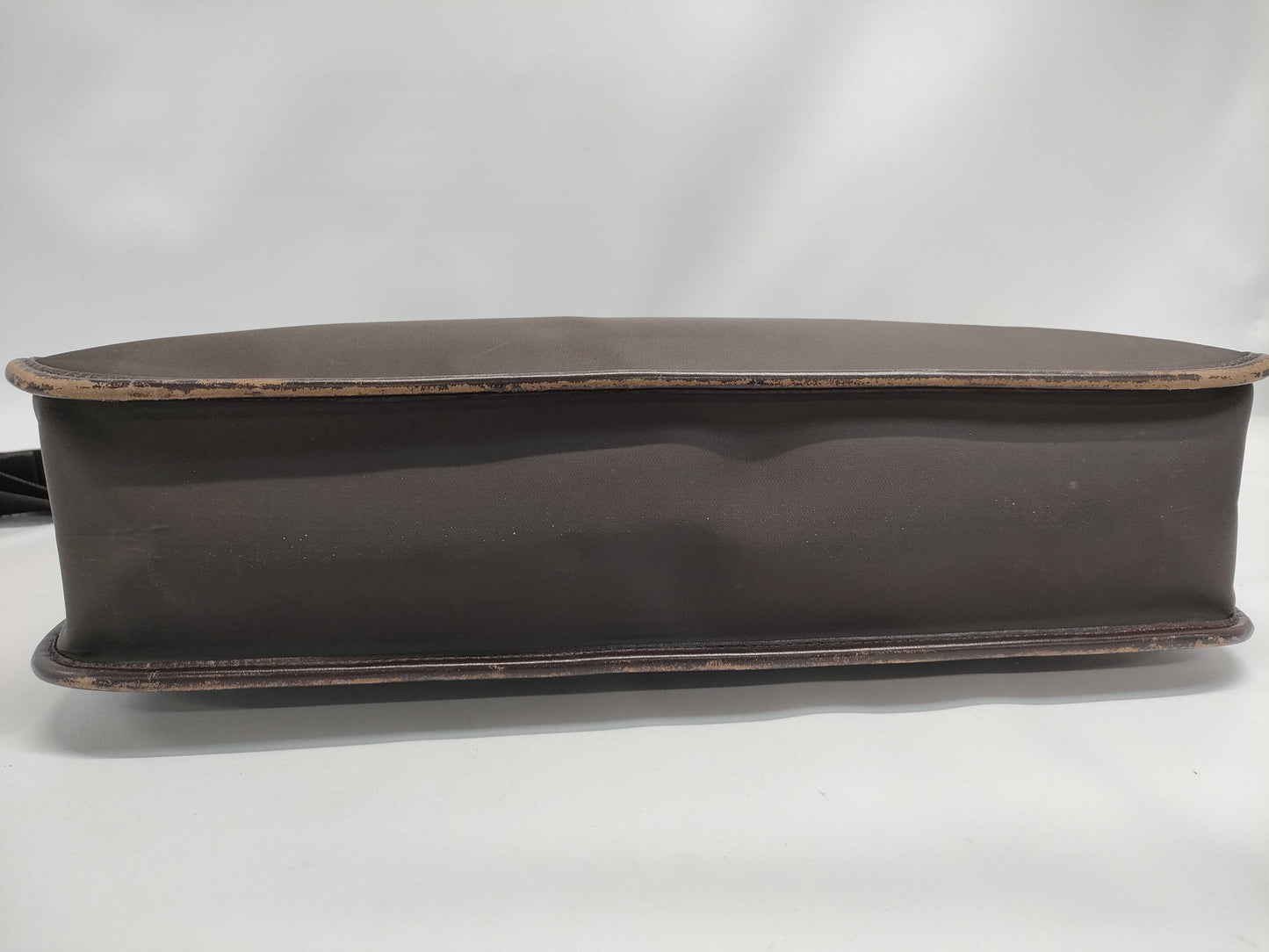 BURBERRY Nylon and Leather Briefcase, 2-Way, Brown, with Strap, Business Bag