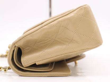 CHANEL Lambskin Matelasse Coco Mark Double Flap Chain Shoulder Bag with Seal 1460049 Shoulder Bag