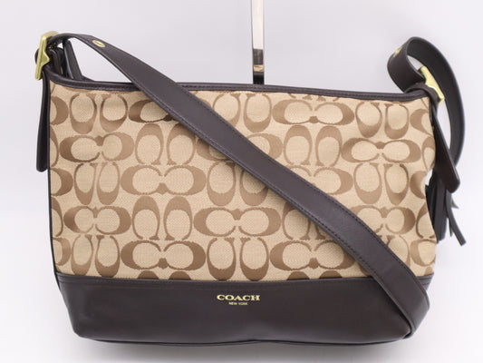 COACH Signature Canvas and Leather Shoulder Bag