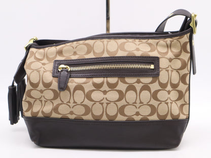 COACH Signature Canvas and Leather Shoulder Bag