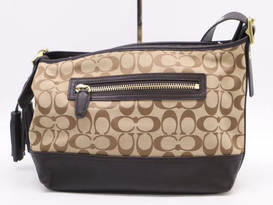COACH Signature Canvas and Leather Shoulder Bag