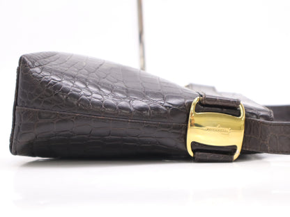 Salvatore Ferragamo Vara Leather Shoulder Bag in Black