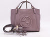 GUCCI 336751 Leather Interlocking 2-Way Handbag, Purple, with Shoulder Strap