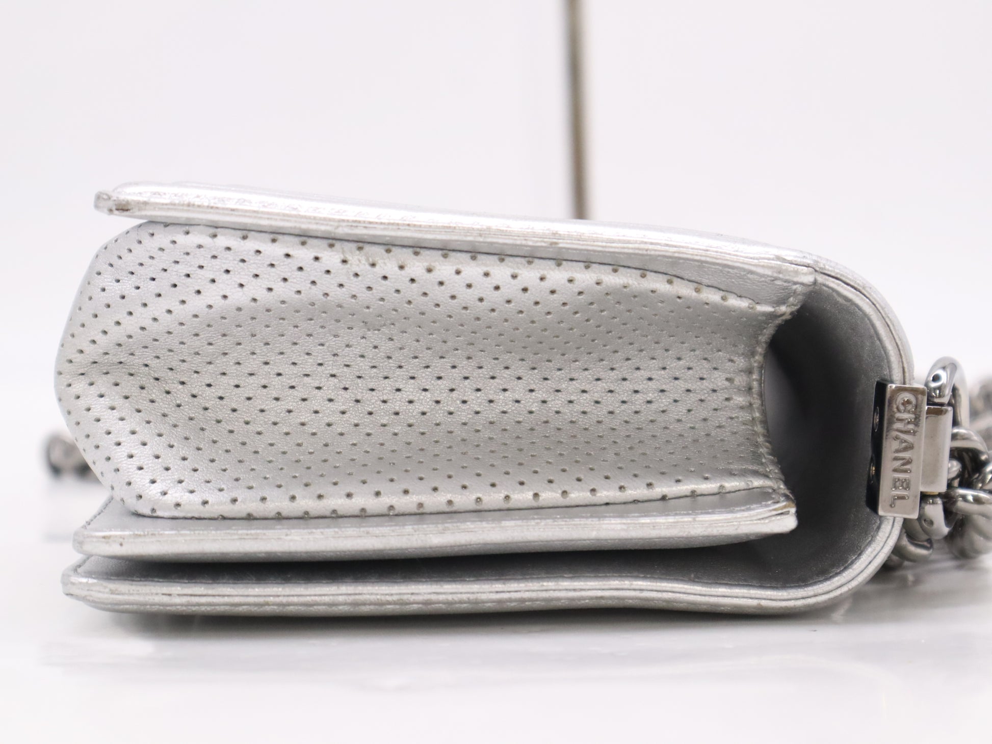 CHANEL Coco Mark Leather Boy Shoulder Bag with Silver Punching Seal 19133834