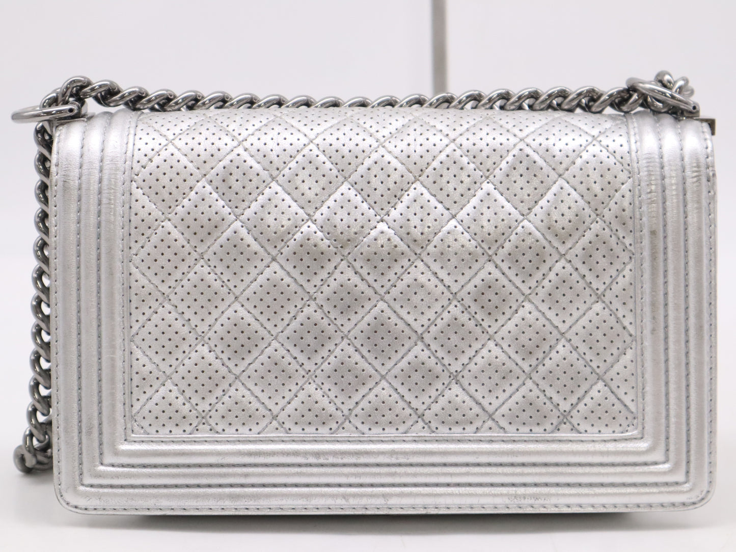 CHANEL Coco Mark Leather Boy Shoulder Bag with Silver Punching Seal 19133834