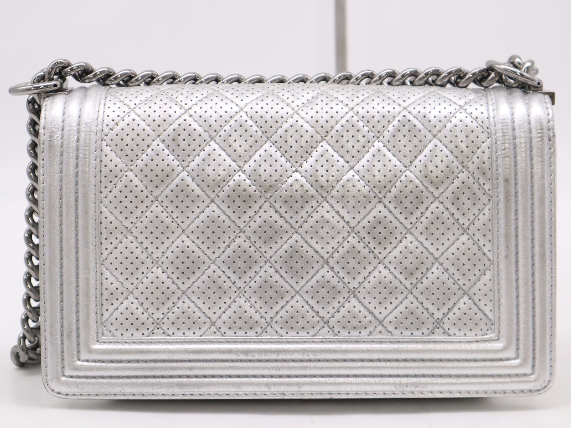 CHANEL Coco Mark Leather Boy Shoulder Bag with Silver Punching Seal 19133834