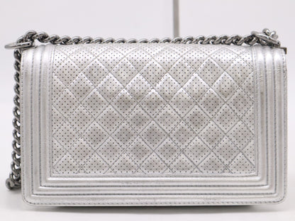 CHANEL Coco Mark Leather Boy Shoulder Bag with Silver Punching Seal 19133834