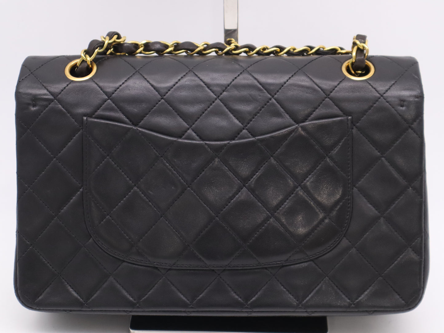 CHANEL Lambskin Matelasse Chain Shoulder Bag with Double Flap, GD Hardware, Black, Card Included, 3357145