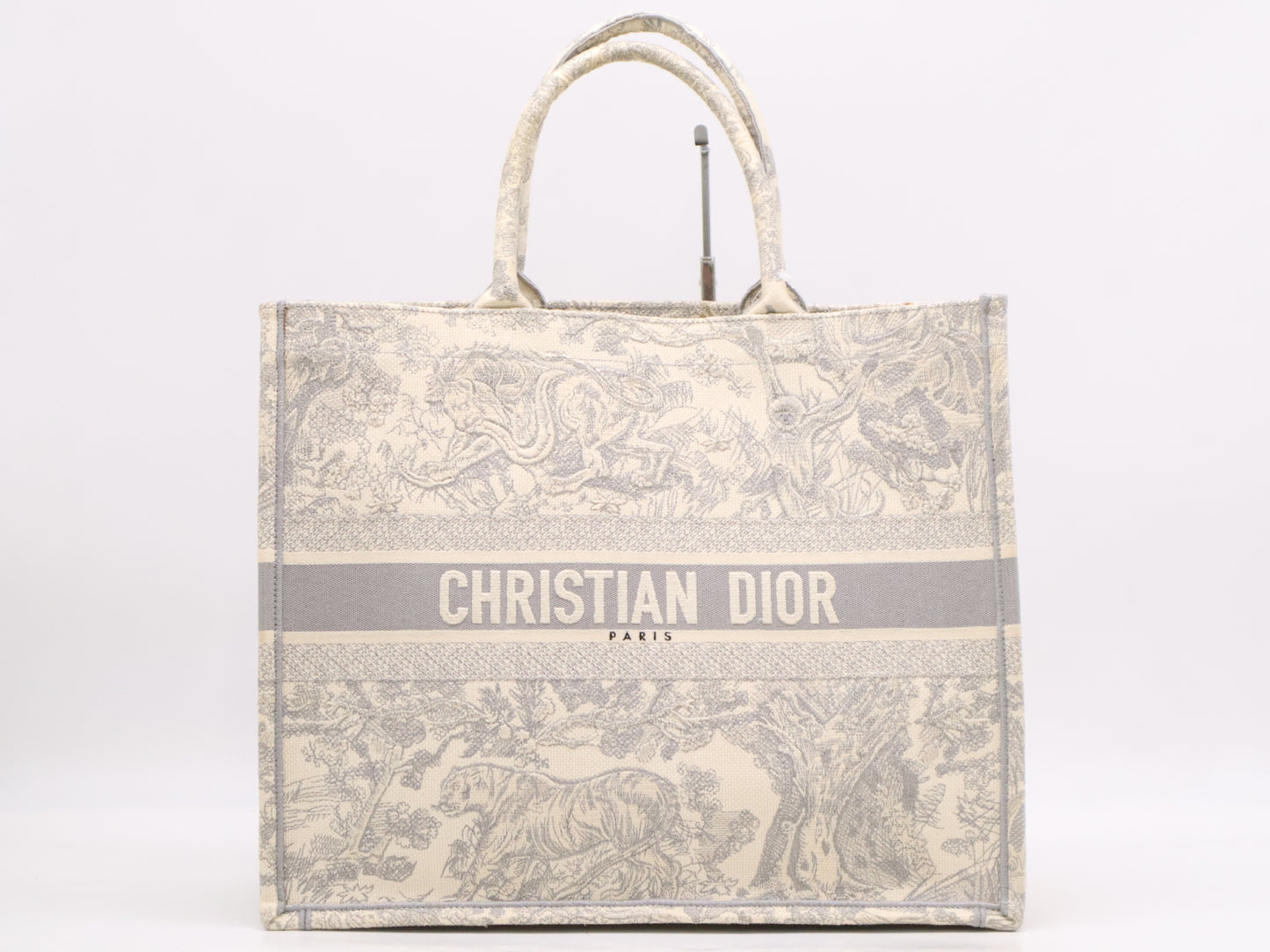 Dior Book Tote Large Toile de Jouy Canvas Tote Bag in Gray and Ivory