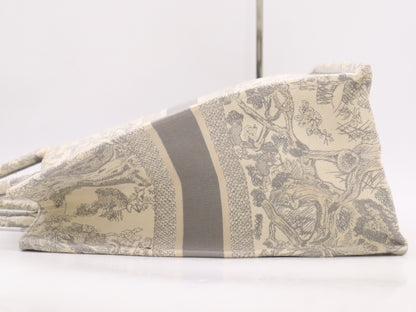 Dior Book Tote Large Toile de Jouy Canvas Tote Bag in Gray and Ivory