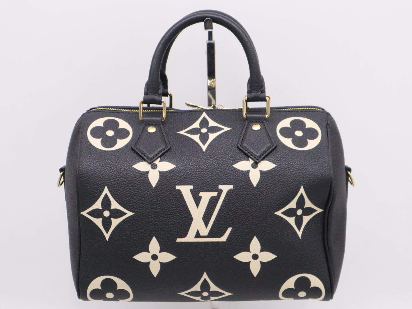 LOUIS VUITTON Monogram Empreinte M58947 Empreinte Speedy 25 Bandouliere, Two-Tone, RFID Verified, Includes Padlock, Two Keys, Shoulder Strap, and Dust Bag