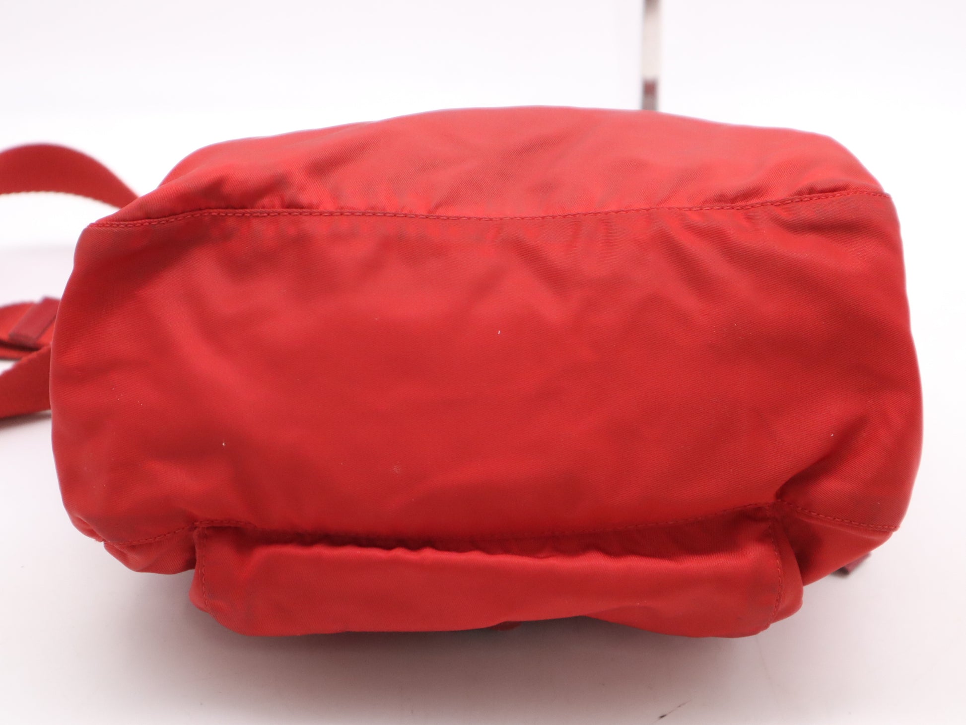 PRADA Nylon Shoulder Bag with Triangular Plate, Red, Includes Dust Bag