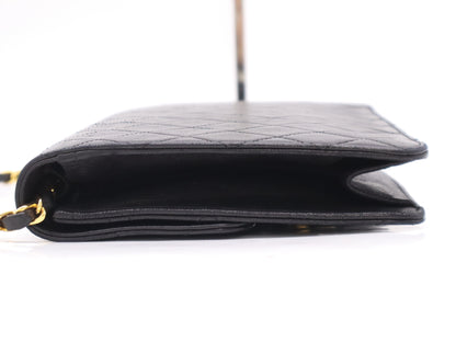 CHANEL Lambskin Matelasse 22 S Flap S Chain Push Lock Black Shoulder Bag