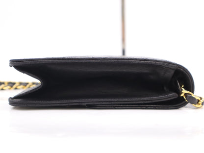 CHANEL Lambskin Matelasse 22 S Flap S Chain Push Lock Black Shoulder Bag