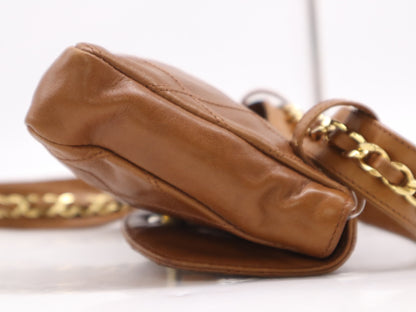 CHANEL Coco Mark Bicolor GD Hardware Waist Pouch Brown