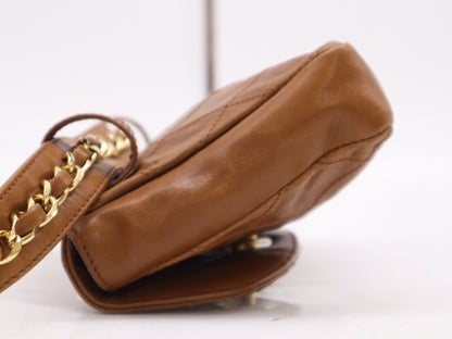 CHANEL Coco Mark Bicolor GD Hardware Waist Pouch Brown