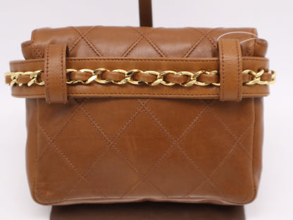CHANEL Coco Mark Bicolor GD Hardware Waist Pouch Brown