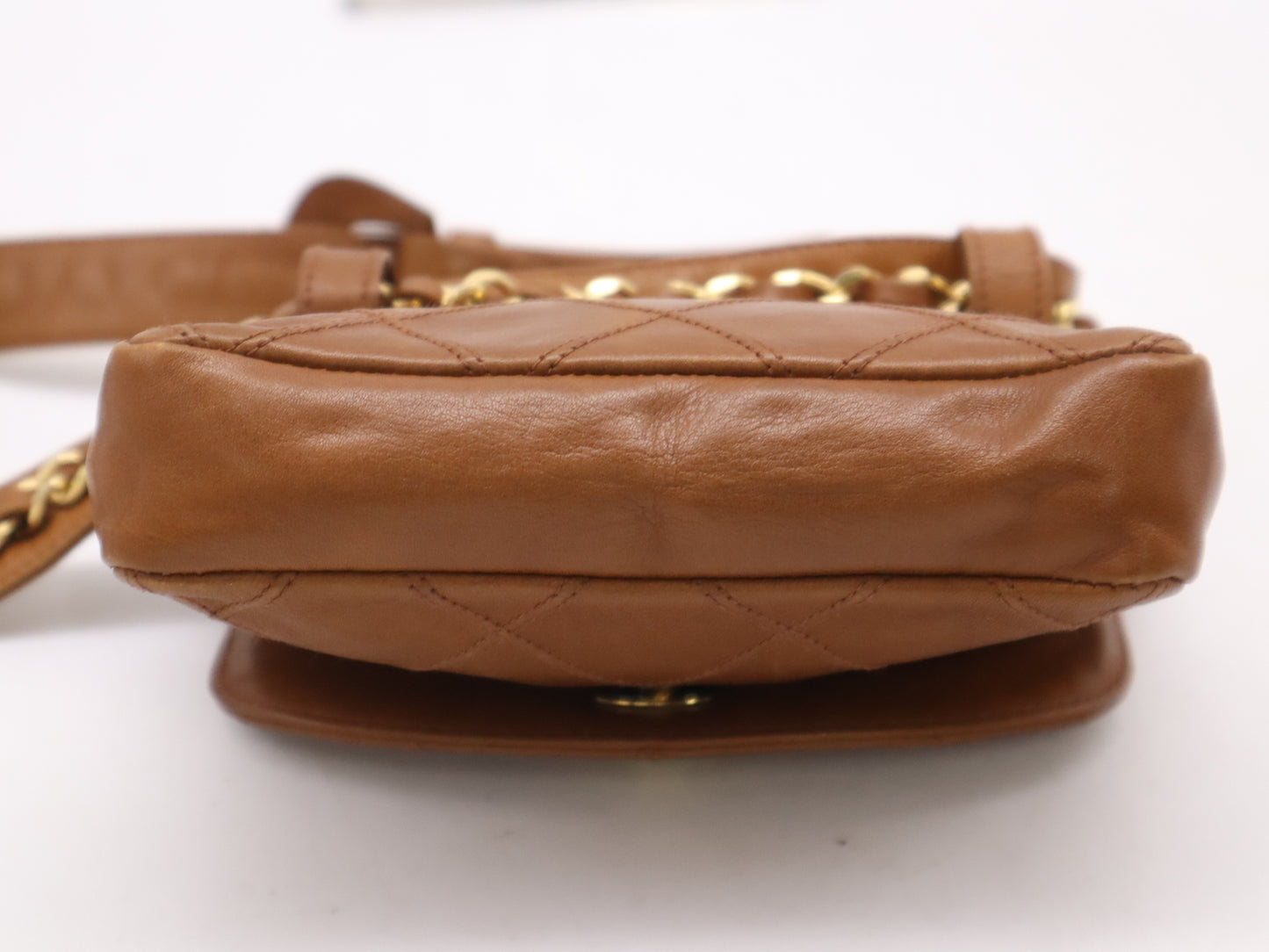 CHANEL Coco Mark Bicolor GD Hardware Waist Pouch Brown