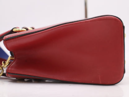 GUCCI 460381 Leather Sylvie 2-Way Handbag Red with Strap